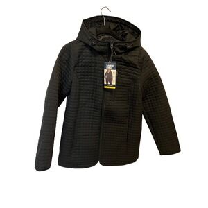 NWT‎ Lands End Womens Black Quilted Hooded Jacket Full Zip Puffer Small NWT